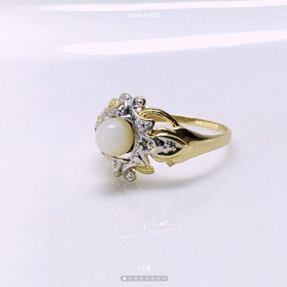 10k Two-Tone Gold Freshwater Cultured Pearl Classy Ladies Ring
